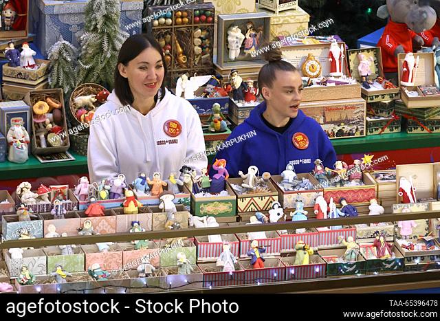 RUSSIA, MOSCOW - DECEMBER 1, 2023: Christmas ornaments are for sale at the GUM department store. Sergei Karpukhin/TASS
