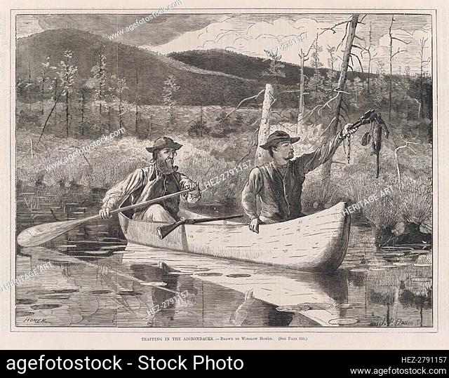Trapping in the Adirondacks (Every Saturday, Vol. I, New Series), October 24, 1870. Creator: John Parker Davis