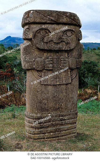Volcanic stone stele, Magdalena Valley, Archaeological Park Alto de los Idolos (UNESCO World Heritage List, 1995), San Jose de Isnos, Colombia