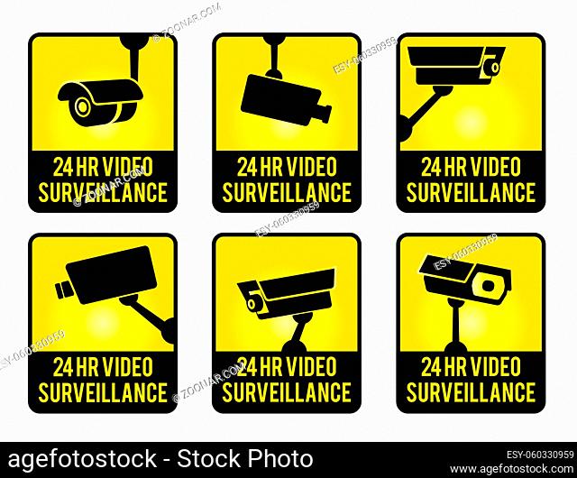 Warning set stickers for security video surveillance
