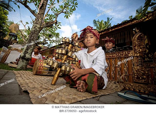 Children of a gamelan orchestra at an event, Ubud, Bali, Indonesia