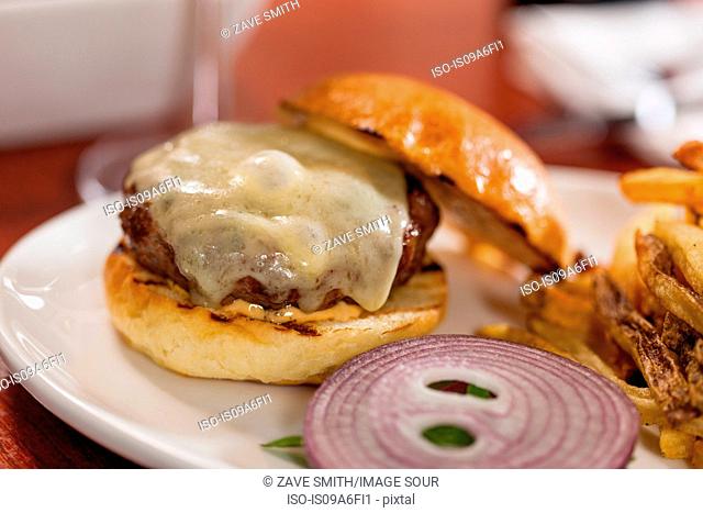 Cheese melted on burger