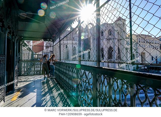 13.05.2019, Lisbon, the capital of Portugal on the Iberian Peninsula in the spring of 2019. The Elevador de Santa Justa, also known as the Elevador do Carmo