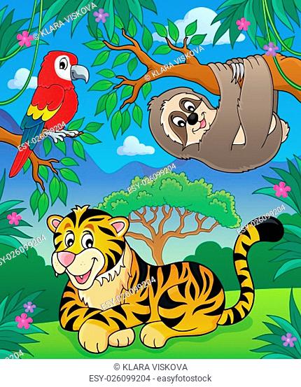 Animals in jungle topic image 2 - picture illustration