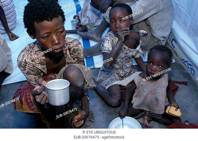 Feeding centre for malnourished children in camp for Angolan refugees