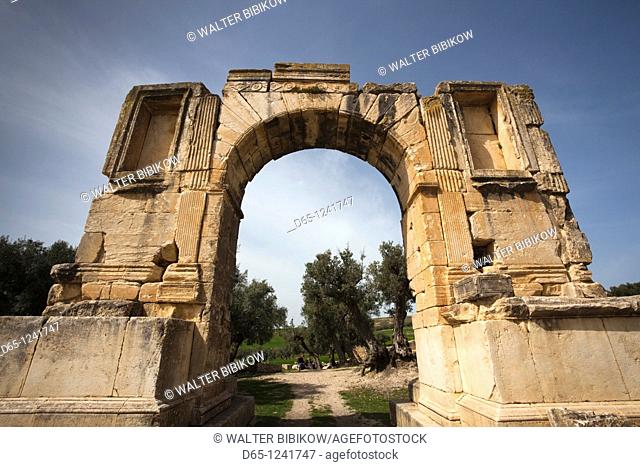 Tunisia, Central Western Tunisia, Dougga, Roman-era city ruins, Unesco site, Arch of Alexander Severus