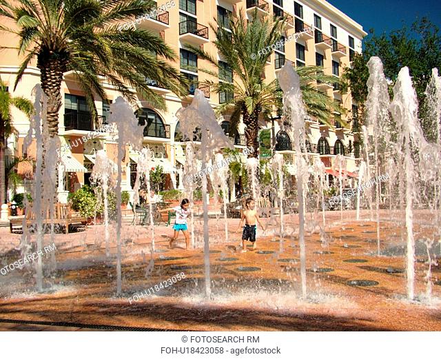 West Palm Beach, FL, Florida, downtown, Nancy M. Graham Centennial Square, dancing fountain