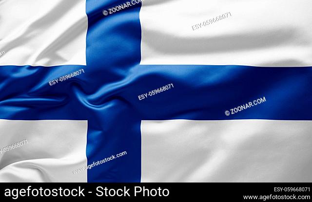 Waving national flag of Finland