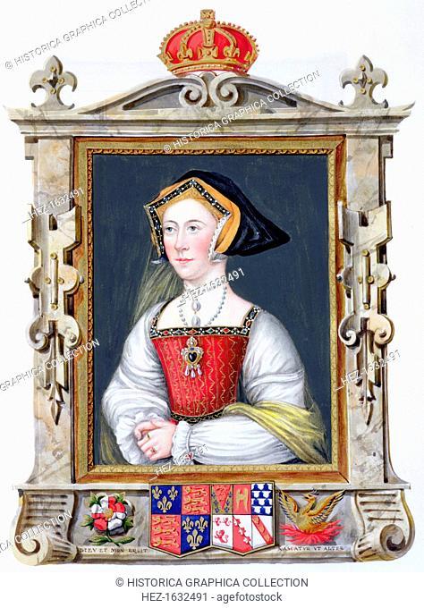 Jane Seymour, third wife and Queen of Henry VIII, (1825). Jane Seymour (c1509-1537) married Henry the day after the execution of the king's scond wife