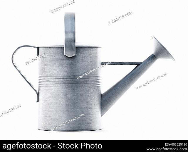 Metal watering can isolated on white background