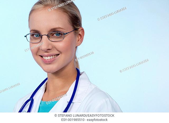 Close-up of a female doctor smiling