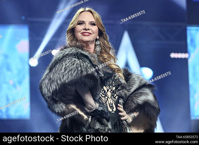 RUSSIA, MOSCOW - DECEMBER 17, 2023: Russian singer Varvara (Alyona Susova) performs during a New Year concert at the MTS Live Hall