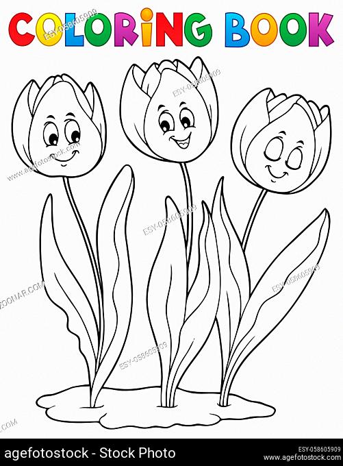 Coloring book tulip flower image 1 - picture illustration