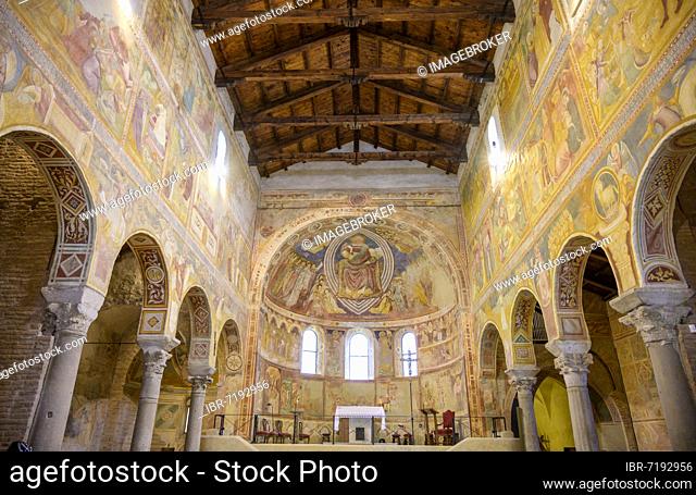 Magnificent 14th century frescoes in the abbey church of Pomposa, Codigoro, province of Ferrara, Italy, Europe