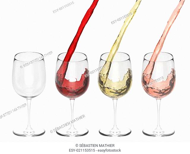 Wine Pouring Into Glass - Set