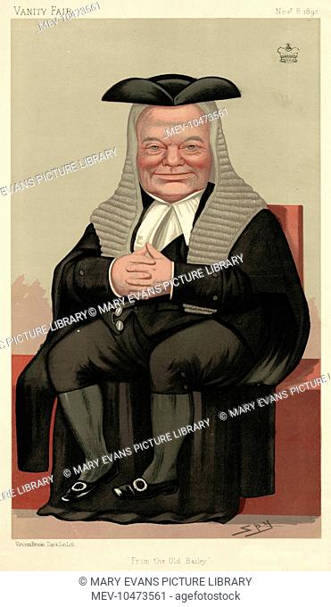 HARDINGE STANLEY GIFFARD, 1st Earl of HALSBURY (1823 - 1921) Lawyer, thrice Lord Chancellor of Great Britain. Caption: 'From the Old Bailey'