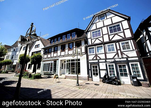 A historic half-timbered house in the citycenter of Bodenwerder (Germany), 23 June 2020. - Bodenwerder/Niedersachsen/Deutschland