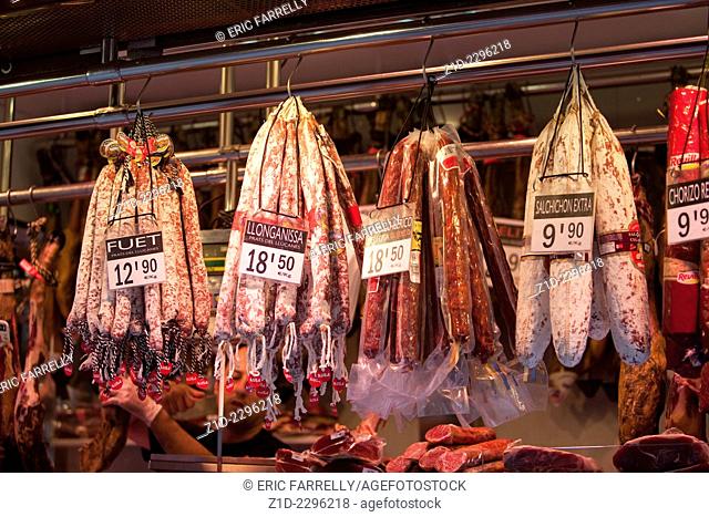 delicatessen meat from Boqueria market Barcelona