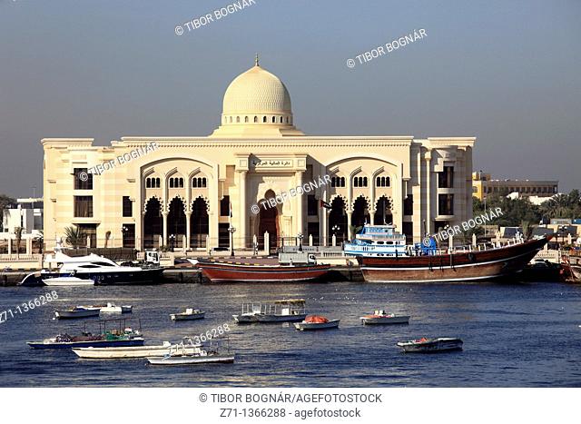 United Arab Emirates, Sharjah, Creek, government buildings, boats