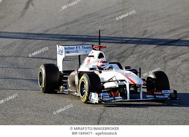 Kamui Kobayashi, JPN, in the Sauber C30 race car, Formula 1 testing at the Circuit de Catalunya race track near Barcelona, Spain, Europe