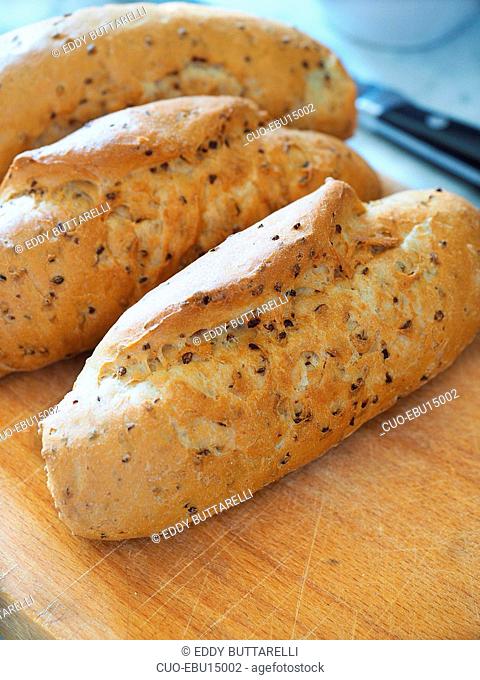Wholemeal bread with chia seeds, Italy, Europe