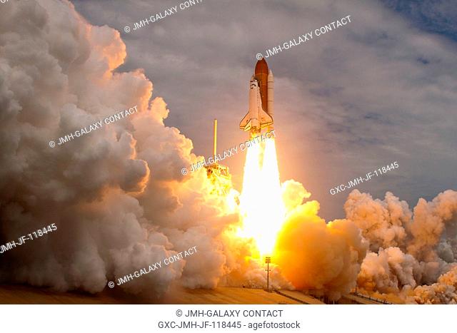 The space shuttle Atlantis launches for the STS-135 mission to the International Space Station in the final mission of the Space Shuttle Program at NASA's...