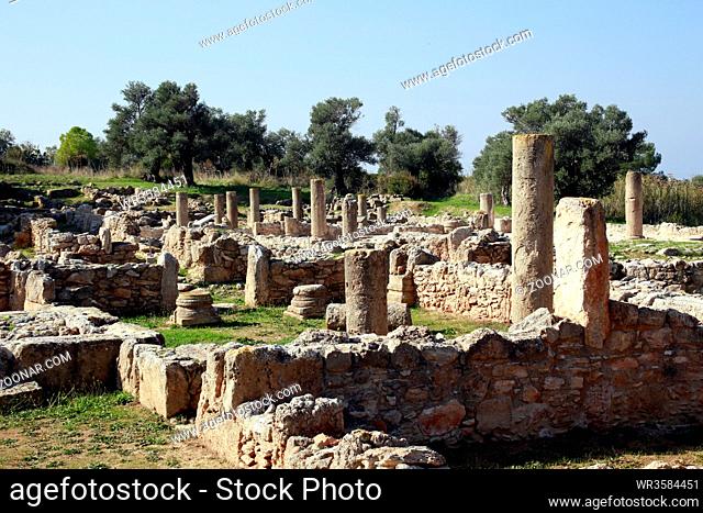 antike Ausgrabungsstätte der Ayios Trias Basilika mit wunderbaren Bodenmosaiken, Sipahi, Türkische Republik Nordzypern