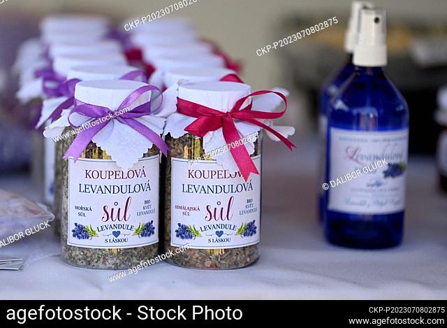 Open Day at the lavender growing and processing eco-farm in Strani, Uherske Hradiste Region, on July 8, 2023. Pictured is lavender bath salt