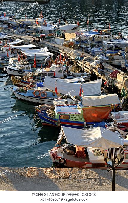 fishing boats in the harbour of Kaleici, the old city center, Antalya, Turkey, Eurasia