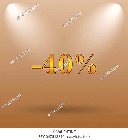 40 percent discount icon. Internet button on brown background