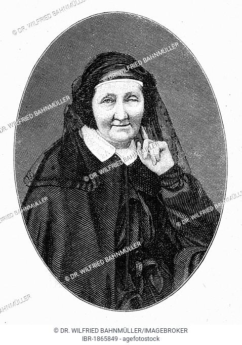 Ida Hahn-Hahn, born Ida Marie Louise Sophie Friederike Gustava Graefin von Hahn, (1805 - 1880), poet, writer, steel engraving after a photo, before 1880
