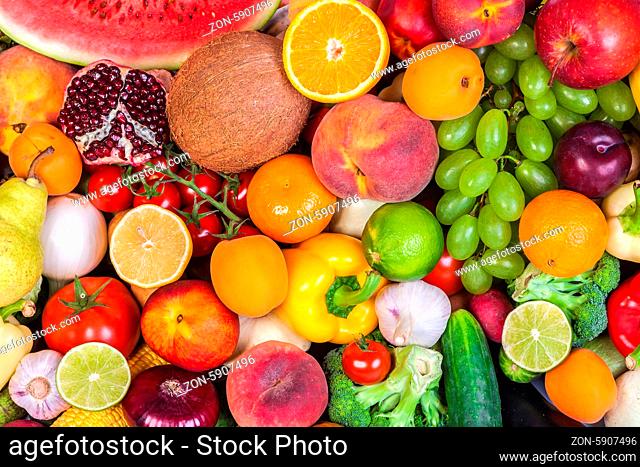 Group of fresh vegetables isolated on a white background