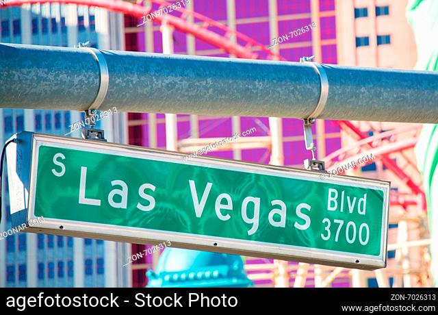 Las Vegas street sign on summer day
