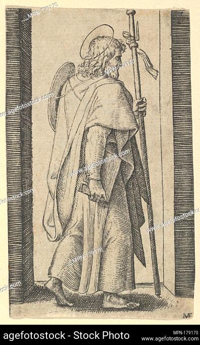 Saint James Major, book is his right hand, staff in his left facing right, from the series 'Piccoli Santi' (Small Saints)