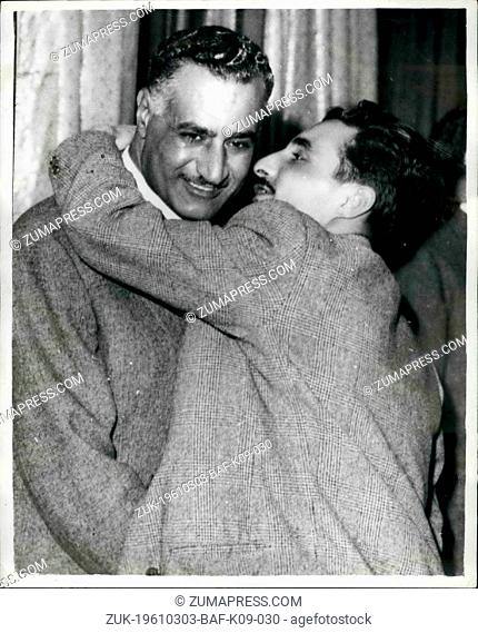 Mar. 03, 1961 - President Nasser Receives Deputations in Damascus. Gets a Warm Embrace. President Gamel Abdul Nasser - of Egypt - who is now on an official...