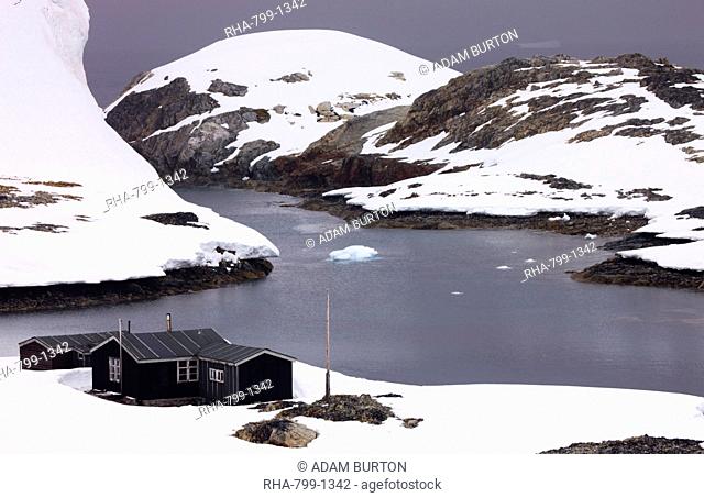 The ex-British base Wordie House on White Island, Argentine Islands, Antarctic Peninsula, Antarctica, Polar Regions