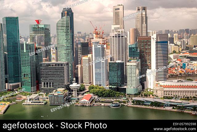 Aerial skyline of downtown skyscrapers in Singapore