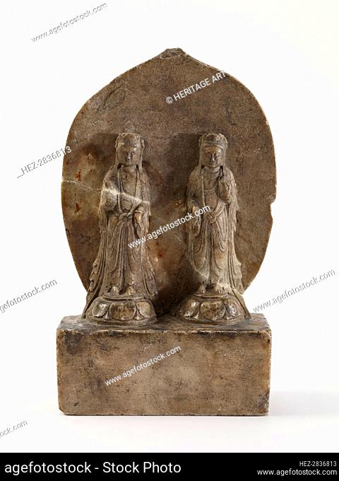 Two standing bodhisattvas, Period of Division, Dated 563 CE. Creator: Unknown