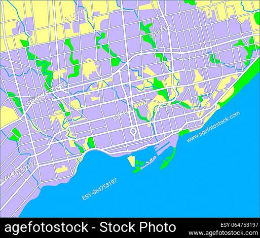 Layered vector illustration map of Toronto