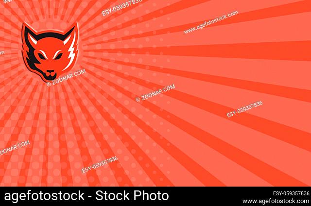 Business Card illustration of an angry fox wild dog wolf facing front done in retro style on isolated background