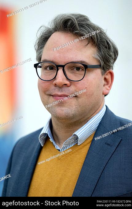11 January 2023, Saxony, Chemnitz: Frederic Bußmann, General Director of the Chemnitz Art Collections, stands during the press conference on the annual program...
