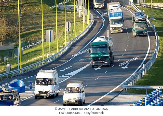 Truck traffic, Autovia N-1, Alsasua, Navarra, Spain