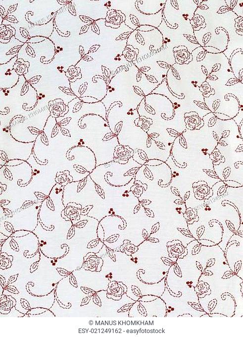 Rose flowers and leaf pattern on fabric