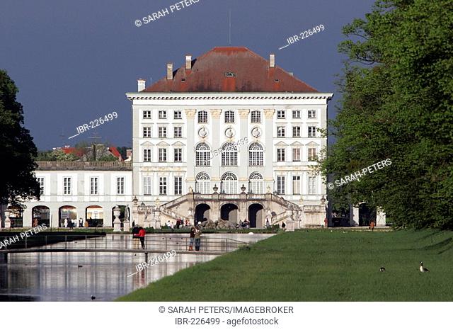 Back view of the Castle Nymphenburg in Munich, Upper Bavaria, Bavaria, Germany