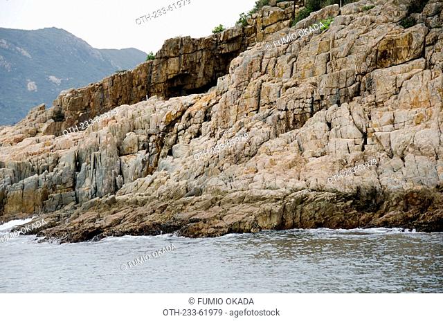 Wave erosion rocks at the coast of High Island, off Sai Kung, Hong Kong