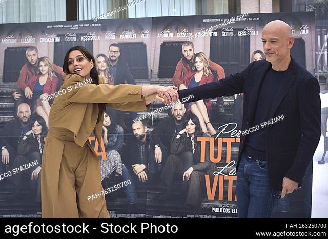 ROME, ITALY - NOVEMBER 04: Claudia Pandolfi and Filippo Nigro attends the 'Per Tutta La Vita' Photocall at Hotel Visconti on November 04, 2021 in Rome, Italy
