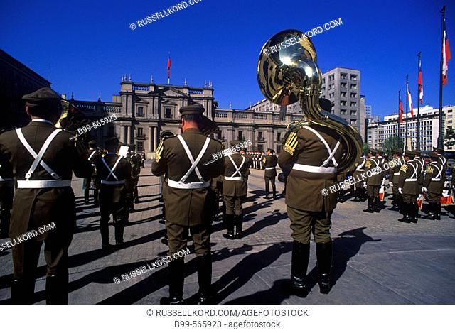 Military Brass Band, Changing Of The Guard, La Moneda, Santiago, Chile