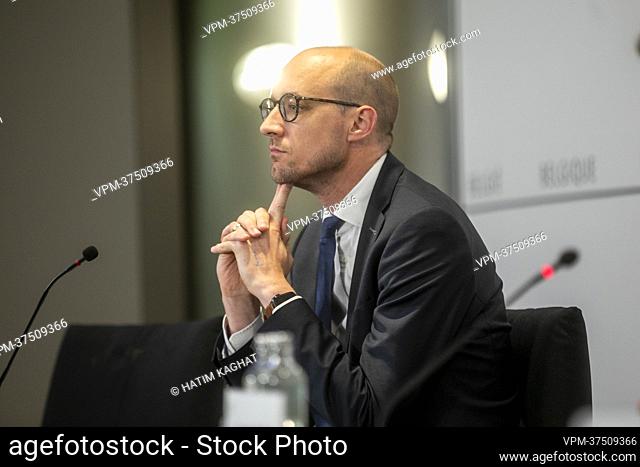 Vice-prime minister and Finance Minister Vincent Van Peteghem pictured during a press conference following the ministers council meeting, in Brussels