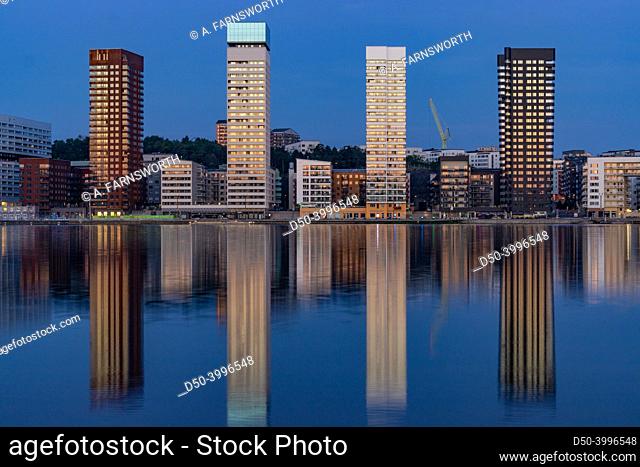 Stockholm, Sweden The towers at Liljeholmskajen at dawn