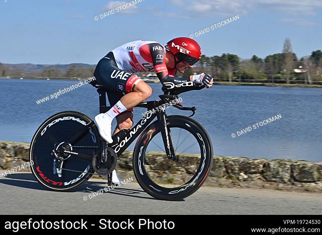 Slovenian Jan Polanc of UAE Team Emirates pictured in action during the fourth stage of 80th edition of the Paris-Nice cycling race, an individual time trial